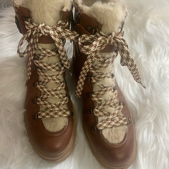 Circus by Sam Edelman Shoes - Circus.NY by Sam Edelman Sz 9.5 Brown w/ Houndstooth Trim Women’s Lace up Boots
